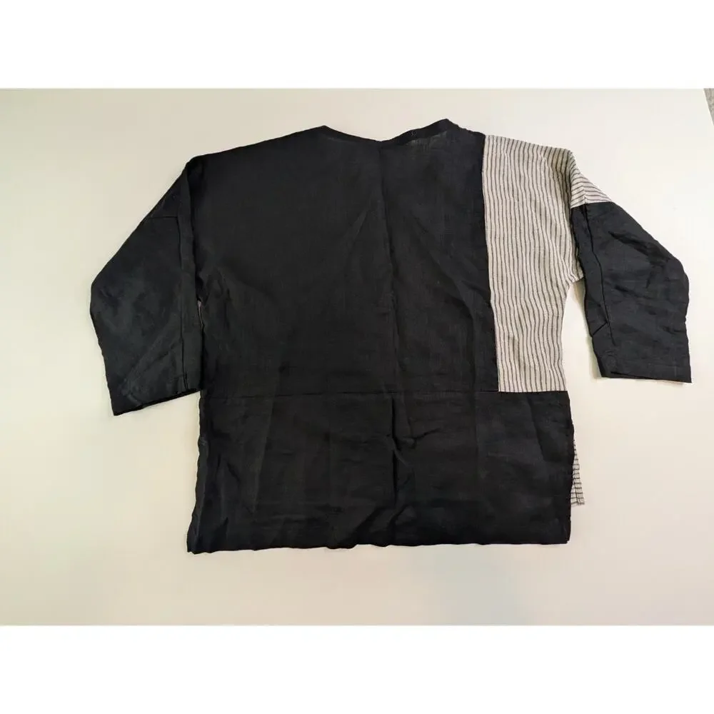 Lisa Bayne Linen Color-blocked Top Size Small - Picture 6 of 9